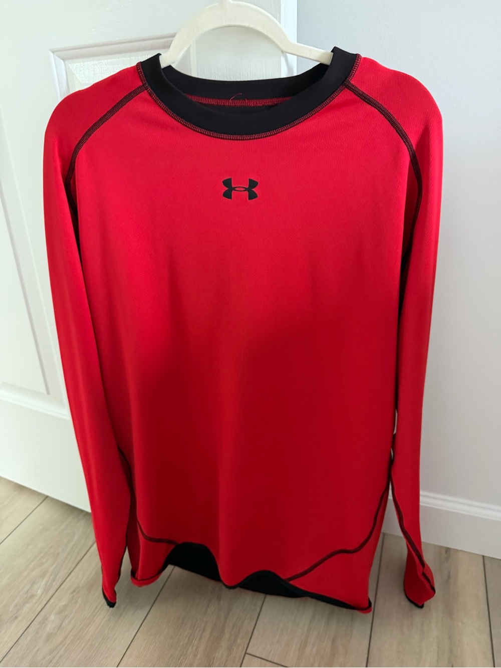 Under Armour Red and Black Long Sleeve Training Shirt. Reversible. New